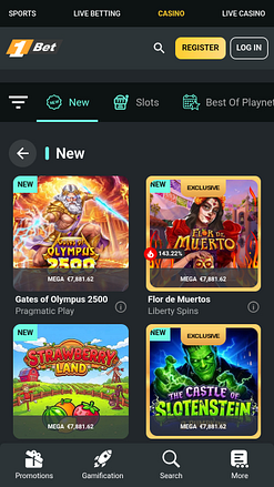 Juegos móviles de casino 1Bet