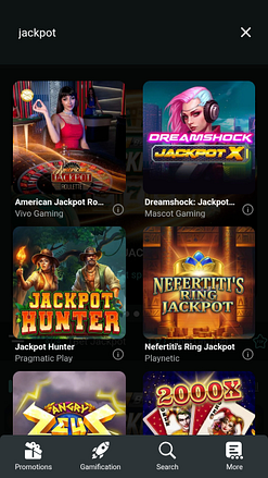 Jackpot móvil del casino 1Bet