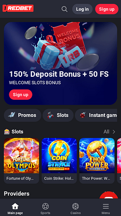 Página principal del casino 1RedBet