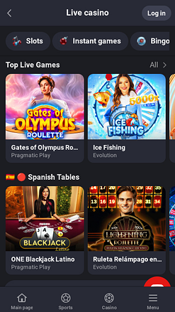 Casino con crupier en vivo de 1RedBet