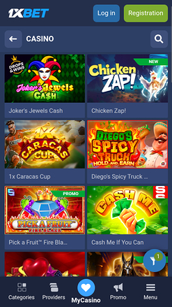 Juegos móviles de 1xBet Casino