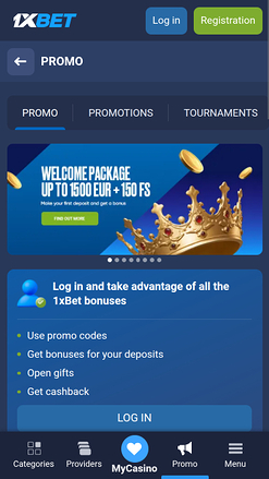 Promociones móviles de 1xBet Casino