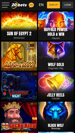Jackpot mobile di 20Bets Casino