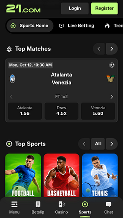 21.com Casino Deportes Móviles