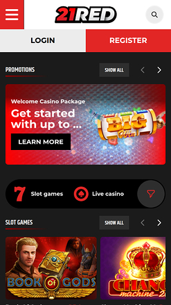 21.red Casino Mobile Homepage