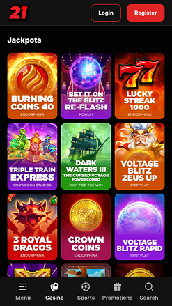 Jackpot mobile du casino 21.red