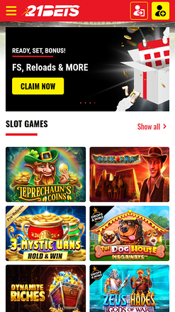 21Bets Casino mobile Startseite