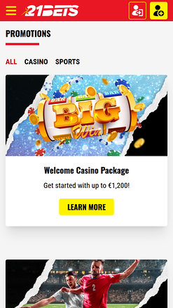 21Bets Casino mobile Aktionen