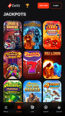Jackpot para celular em 21betscasino.com