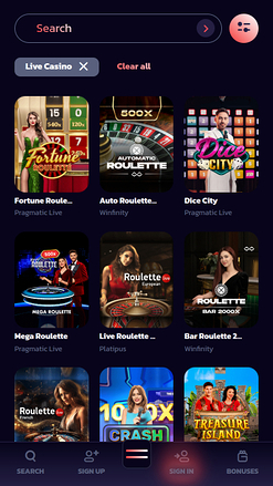 Croupier en direct mobile de 21Bit Casino