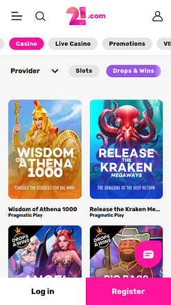 Drops and Wins mobiles de 21.com Casino