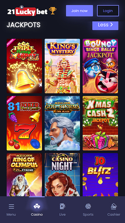 Jackpot mobile de 21LuckyBet Casino