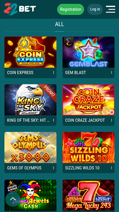 Juegos móviles del casino 22 Bet