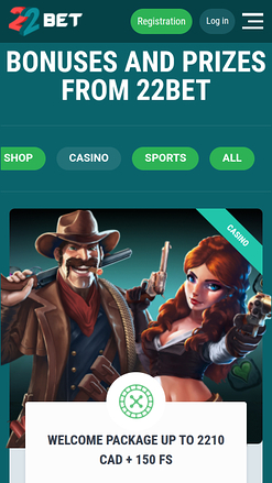 Promociones móviles del casino 22 Bet