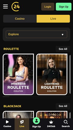 24Casino Mobile Live Dealer