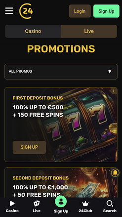 Promociones móviles del casino 24Casino