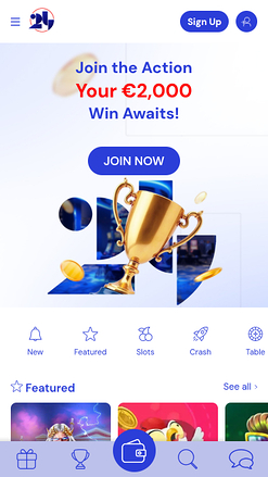 Página de inicio móvil de 24Casino.bet