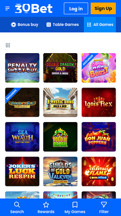 30Bet Casino Mobile Games