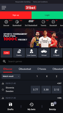 Sports mobiles de 31Bet Casino