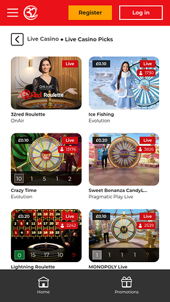 Croupier en direct mobile de 32Red Casino