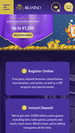 Homepage mobile di 4Kasino