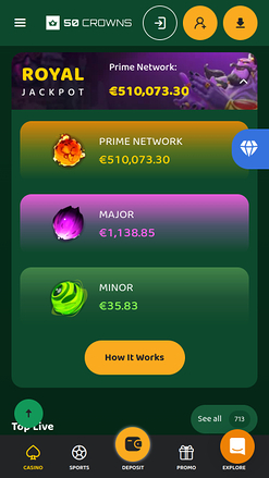 Bote móvil de 50Crowns Casino