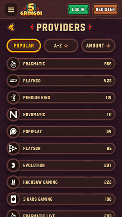 Desarrolladores de juegos móviles de 5Gringos Casino