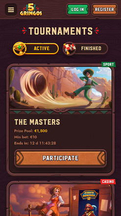 Torneos móviles de 5Gringos Casino