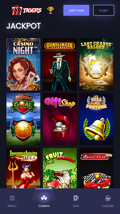 Jackpot mobile di 777Tigers Casino