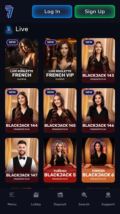 Live dealer mobile di 7Bit Casino