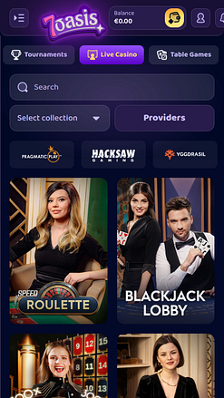 Casino mobile 7Oasis avec croupier en direct