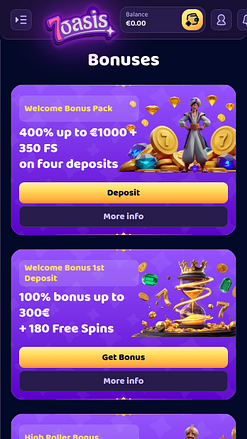 Promotions mobiles du casino 7Oasis