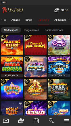 Jackpot mobile de 7 Sultans Casino
