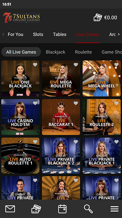 Croupier en direct mobile de 7 Sultans Casino