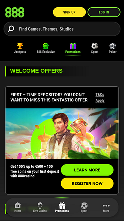 Promotions mobiles du casino 888