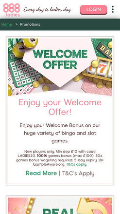 Promotions mobiles de 888 Ladies Casino