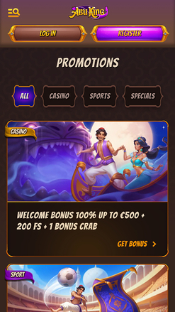 Promozioni mobile di Abuking Casino