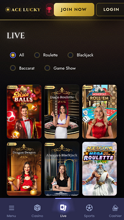 Ace Lucky Casino Mobile Croupier en direct
