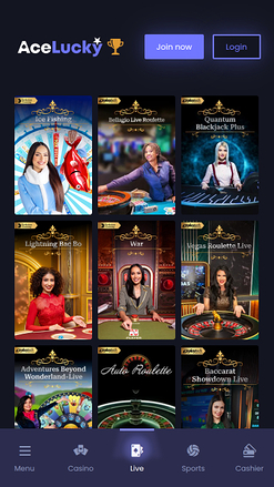 Crupier en vivo móvil de Ace Lucky Casino