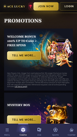 Promotions mobiles du casino Ace Lucky