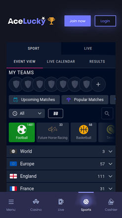 Deportes móviles de Ace Lucky Casino