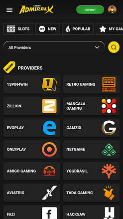 Développeurs de jeux de casino Admiral X pour mobile