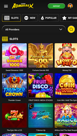 Jeux de casino Admiral X sur mobile