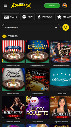 Casino Admiral X avec croupiers en direct sur mobile