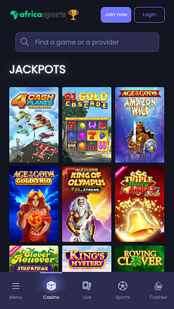 Jackpot móvil del casino AfricaSports