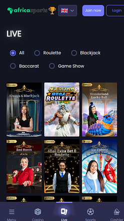 Casino móvil con crupier en vivo de AfricaSports