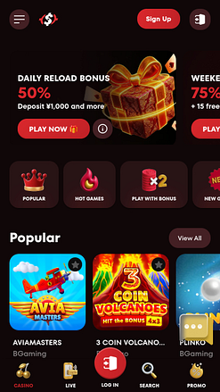 Agent Spins Casino Mobile Homepage