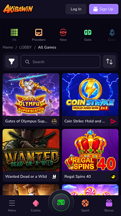 Juegos móviles del casino Akibawin