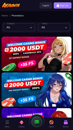 Promociones móviles del casino Akibawin