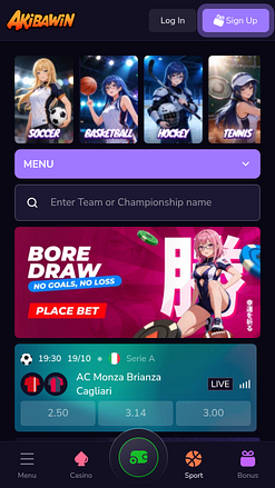 Deportes móviles del casino Akibawin